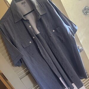 Izod Charcoal Short Sleeve Button-Up Shirt
